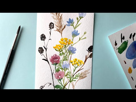 Видео: 🔴 Скетчинг для начинающих. Рисование онлайн. Букет полевых цветов