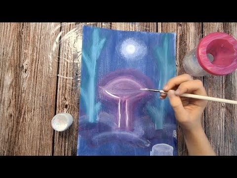 Видео: Рисуем  волшебный светящийся гриб гуашью - Drawing a neon mushroom in a mysterious forest