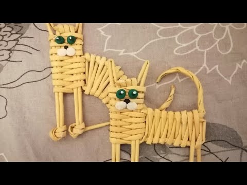 Видео: Котик из бумажных трубочек