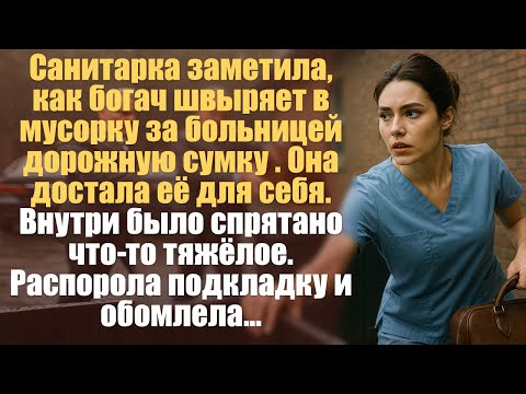 Видео: Санитарка заметила, как богач швыряет в мусорку за больницей дорожную сумку . Она достала её...