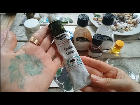 Видео: тест масляной краски Селадонит (Terre Verte, Зелёная Земля)