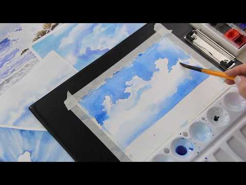 Видео: КАК РИСОВАТЬ ОБЛАКА и НЕБО акварелью?