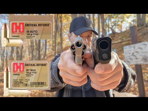 Видео: .357 Mag против .45 ACP в коротких стволах — неожиданные результаты! Hornady Critical Defense — т...