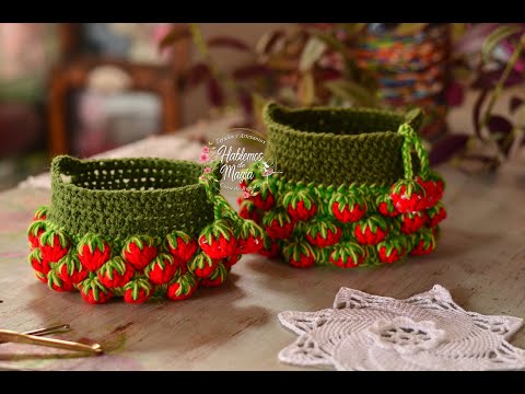 Видео: Корзина клубники в вязании крючком Пошагово.