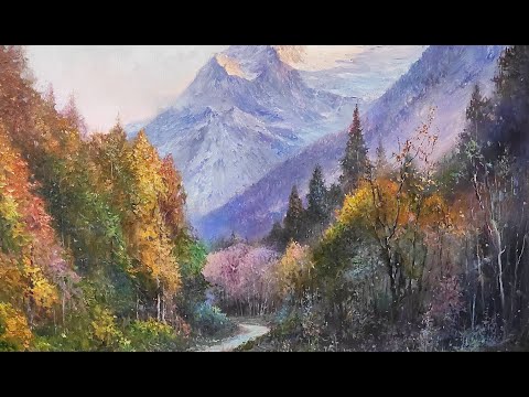 Видео: Живопись маслом "Горы Домбая" | художник Чупринов