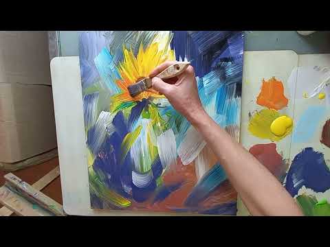 Видео: Magic Sunflower/Acrylic Paints/Вълшебен Слънчоглед/Акрилни Бои