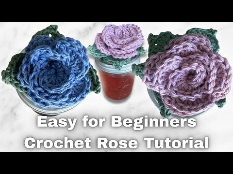 Видео: Как связать крючком очень простую розу 🌹 Схема вязания крючком «Остановись и понюхай розы» (урок ...