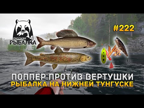 Видео: Поппер против Вертушки. Рыбалка на Нижней Тунгуске - Русская Рыбалка 4 #222