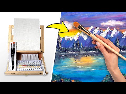 Видео: Как нарисовать красивый пейзаж с помощью техник акриловой живописи