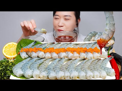 Видео: Сырые креветки, суши, икра летучей рыбы АСМР МУКБАНГ EATING SOUNDS