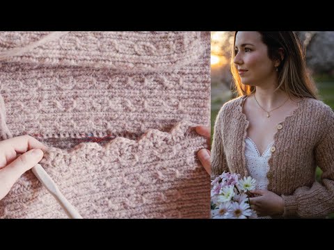 Видео: Как связать крючком полоску с фестончатыми пуговицами — кардиган Primaveral