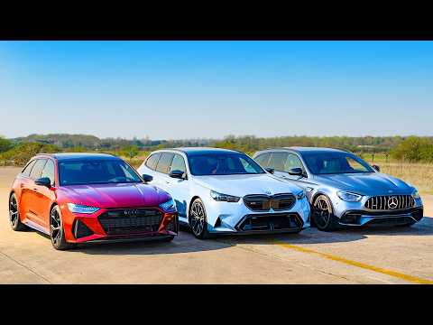 Видео: Заезд самых быстрых универсалов: BMW M5 против Audi RS6 против AMG E63S