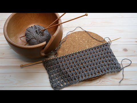 Видео: Легкая сетка на резинке спицами Rib Mesh Stitch knitting pattern
