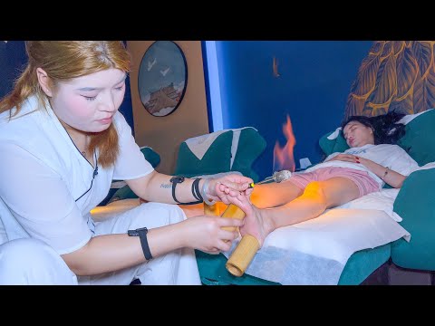 Видео: Полное расслабление | Массаж стоп + Банки + Педикюр ASMR | Помощь во сне