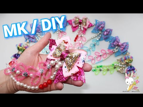 Видео: Банты с подвесками из ТУБУЛЯРА и бусин/МК канзаши / DIY Bows with pendants made of TUBULAR and beads