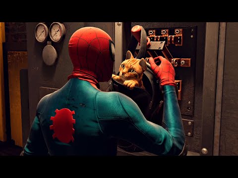 Видео: СПАСЕНИЕ КОТА-ПАУКА В «Человеке-пауке» Майлза Моралеса (без комментариев)