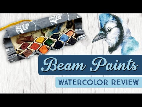 Видео: Палитра акварели Beam Paints Minjeemin | Голубая сойка в альбоме ручной работы