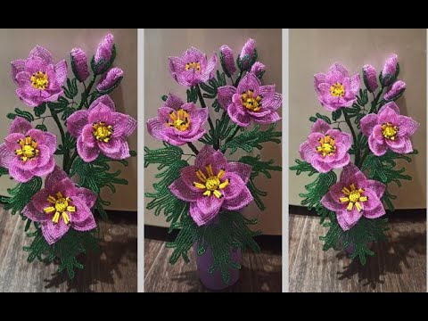 Видео: МК анемоны из бисера. Цветы из бисера, букет