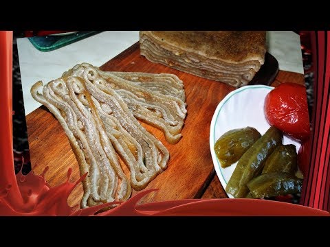 Видео: Деликатес из свиных шкурок! Сьедается вмиг!