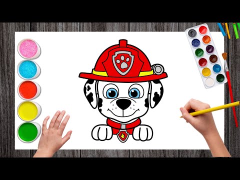 Видео: Как нарисовать Маршалла из Щенячьего патруля легко для детей | Щенячий патруль на машине