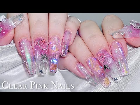Видео: sub) прозрачные розовые ногти💖/🇰🇷Корейский маникюр / Ледяные ногти / Ногти Аврора / нейл-арт / ASMR