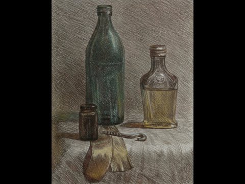 Видео: [35]  Стекло. Цветные карандаши.
