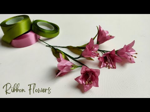Видео: Сделай сам |  Как легко сделать цветок из атласной ленты с колокольчиком / колокольчиком