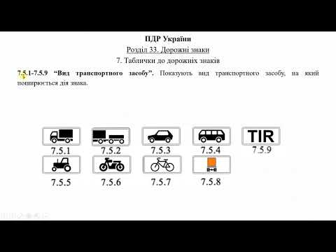 Видео: Розділ 33 ПДР. Дорожні знаки (7). Таблички до дорожніх знаків