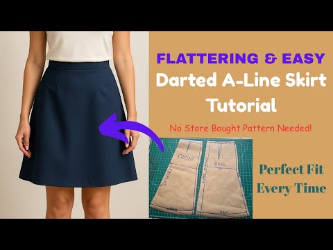 Видео: Как построить юбку А-силуэта с вытачками | Простая выкройка для начинающих