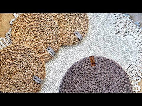 Видео: Салфетка/подставка из джута