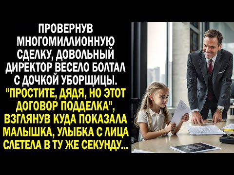 Видео: "Простите, дядя, но этот договор подделка", взглянув куда показала малышка, улыбка слетела с лица...