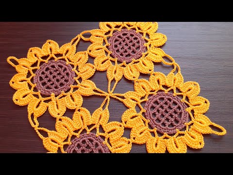 Видео: Невероятно красивый мотив "Подсолнух" крючком.КВАДРАТНЫЙ МОТИВ.Crochet motif tutorial patterns