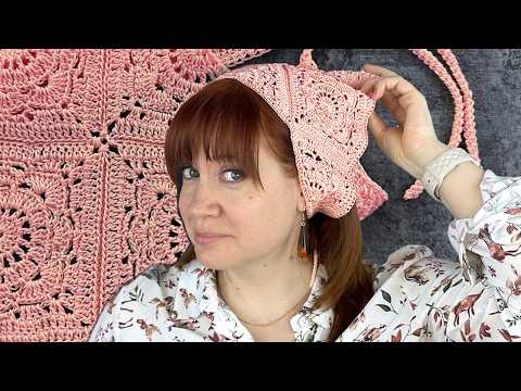 Видео: Как легко связать косынку крючком из мотивов | Простой мастер-класс для начинающих.