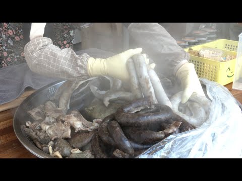 Видео: Jinju Традиционный рынок Sundae Top 4 / Сухое животное / Корейская уличная еда