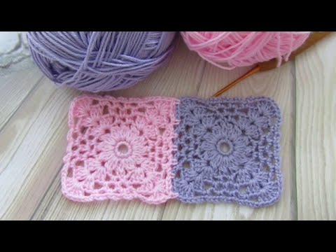 Видео: Квадратный мотив крючком. Подробный МК. Как соединять мотивы при вязании последнего ряда