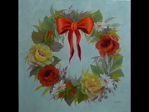 Видео: Как нарисовать цветы. Как нарисовать легко розу. Живопись натюрморт с цветами. Как рисовать венок