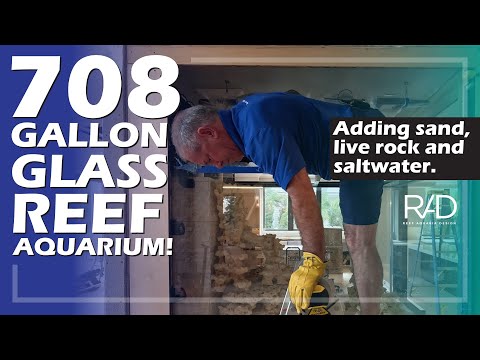 Видео: РИФОВЫЙ АКВАРИУМ ОБЪЕМОМ 708 ГАЛЛОНОВ, ИЗГОТОВЛЕННЫЙ НА ЗАКАЗ. ДОБАВЛЕНИЕ ЖИВЫХ КАМНЕЙ, ПЕСКА И С...