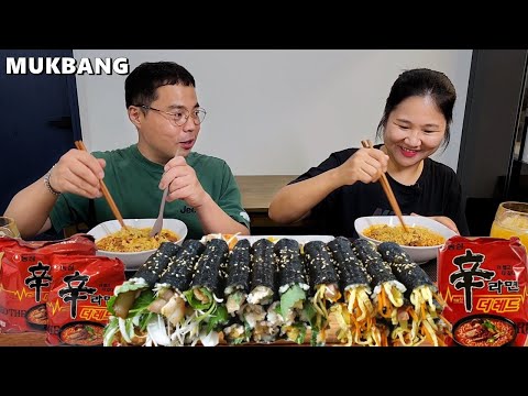 Видео: Делаем 3 вида (Спам и овощи, тунец, бекон) из маленьких кимбапㅣShin Ramyun The RedㅣCooking&Mukbang