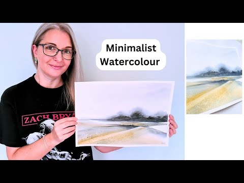 Видео: Урок по абстрактному пейзажу в нейтральных тонах | Простая минималистичная акварель
