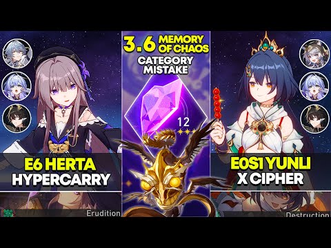 Видео: E6 Herta Hypercarry и E0S1 Yunli x Cipher | Память Хаоса 12 | Honkai Star Rail 3.6