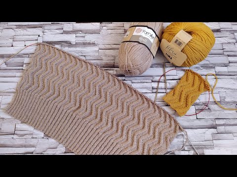 Видео: Текущий процесс.Узор«Вертикальные волны»спицами.МК.