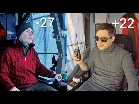 Видео: Работа на башенном кране зимой в -27. Working on a tower crane in frost -27.