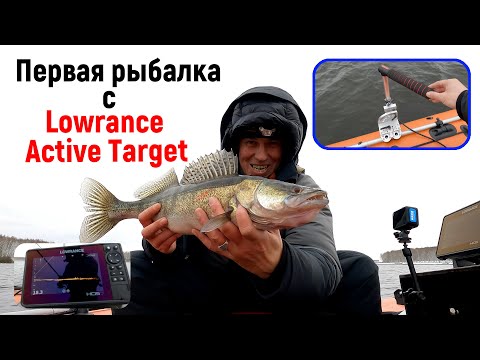 Видео: Первая рыбалка с Lowrance Active Target. Судаки жрут приманку в прямом эфире