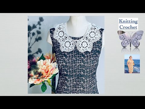 Видео: "Пять углов"- воротник вязаный крючком. #вязаниекрючком #knittingcrochet