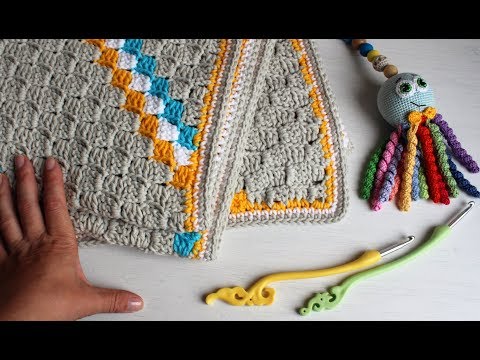 Видео: Плед крючком  Шахматный узор  Простой и красивый плед крючком