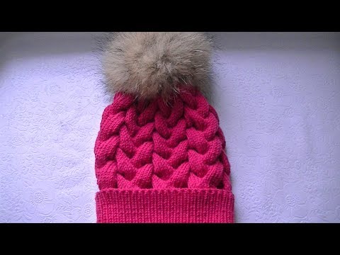 Видео: Вяжем шапку узором  коса с 18 петель