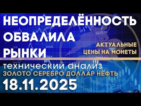 Видео: Обвал рынка - результат неопределенности. Анализ рынка золота, серебра, нефти, доллара 18.11.2025 г
