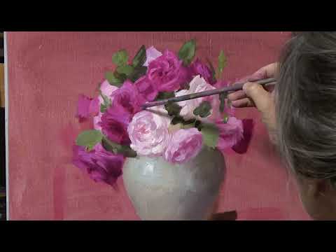 Видео: Картина «Розовые розы маслом» Элизабет Роббинс