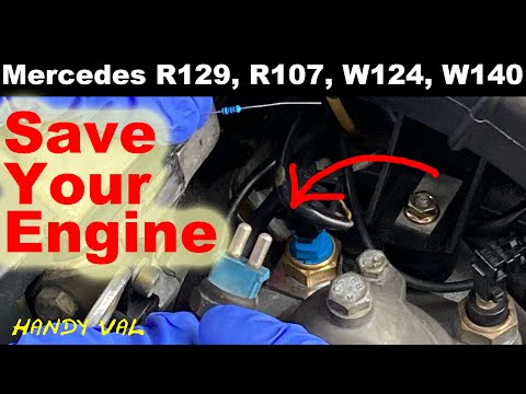 Видео: Защита от перегрева двигателя Mercedes R129, R107, W124, W140, W201. Обман датчика температуры ох...
