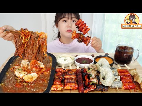 Видео: Mukbang | Острые куриные шашлычки с холодной лапшой.